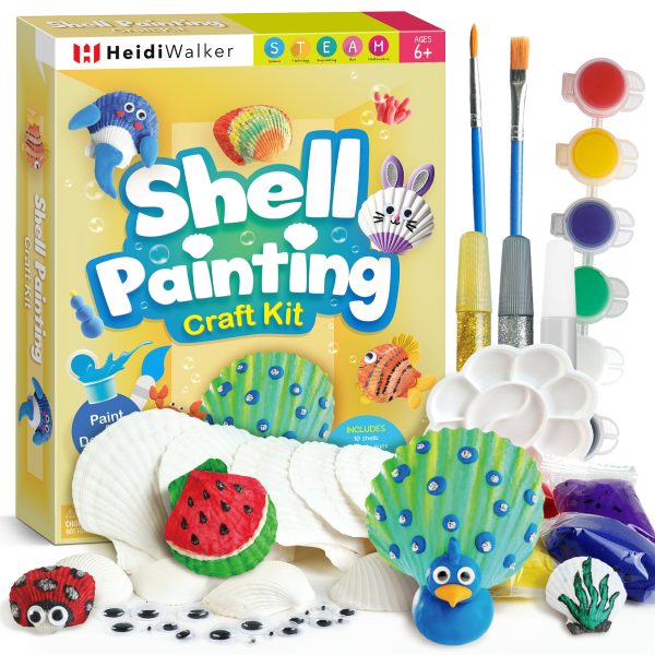 Heidi Walker Seashell Painting Kit, DIY Shell Crafts Set with Paints & Glitter, Gift for Kids 6+