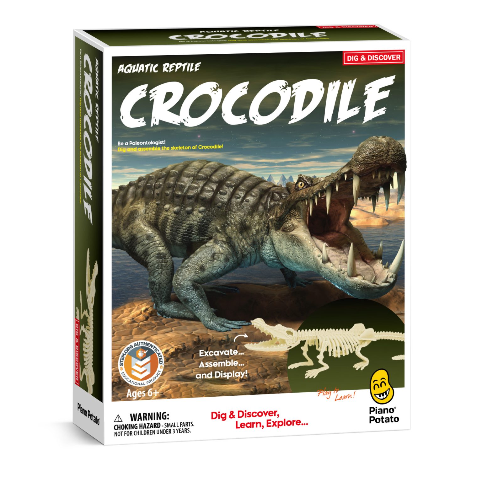 Crocodile Skeleton Excavation Kit retail package for the Dig and Discover series