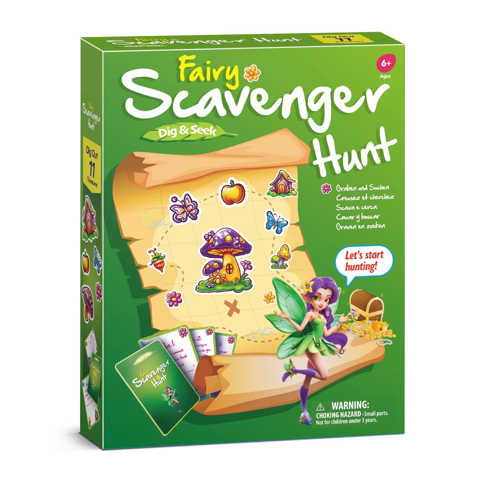 Map-shaped digging block with chisel, brush, uncovered pieces, and finished jewelry
