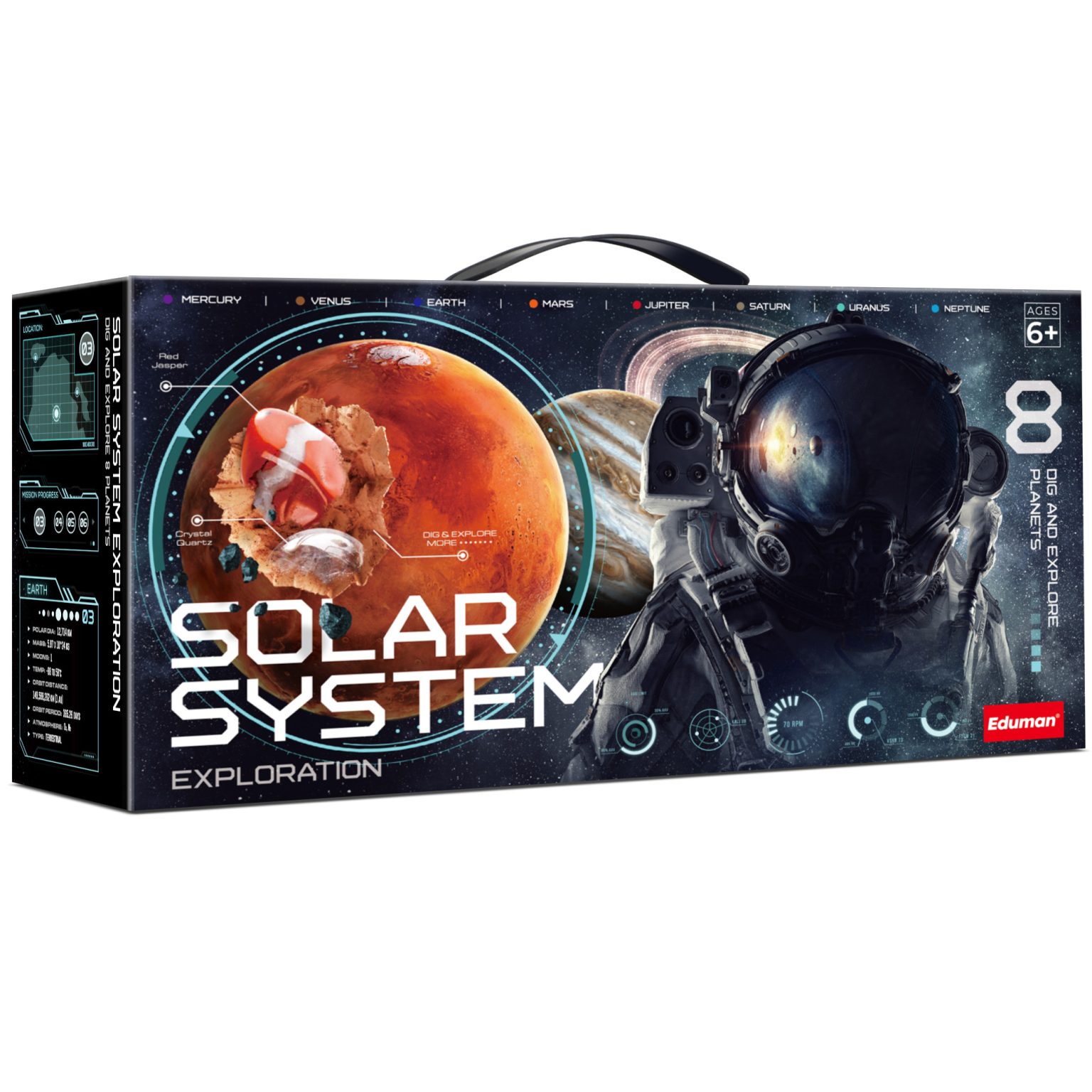 Galaxy Gemstone Dig Kit retail box for ages 6 and up