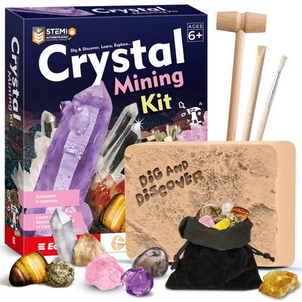 Crystal Mining Kit for Kids – Dig and Discover Real Gemstones, Crystals, and Minerals