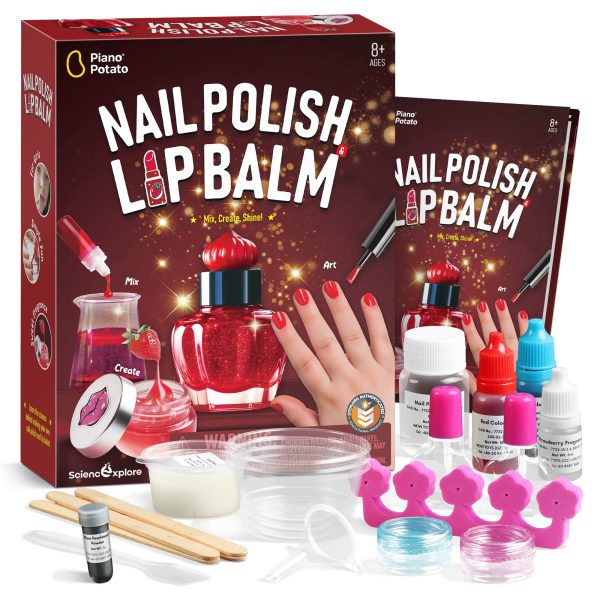 Piano Potato Nail Polish & Lip Balm Making Kit - Create Your Own Safe, Glittery Cosmetics for Kids & Teens