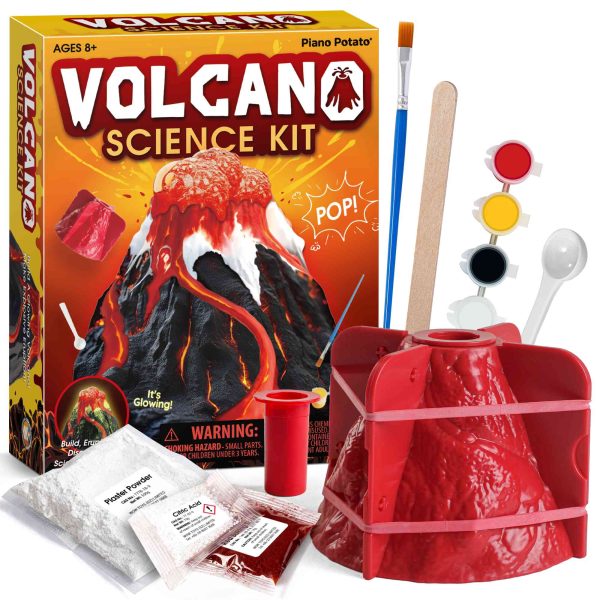 Glow Volcano Science Kit - Paint & Build a Volcano, Make a Foamy Eruption, Includes Mold & Supplies