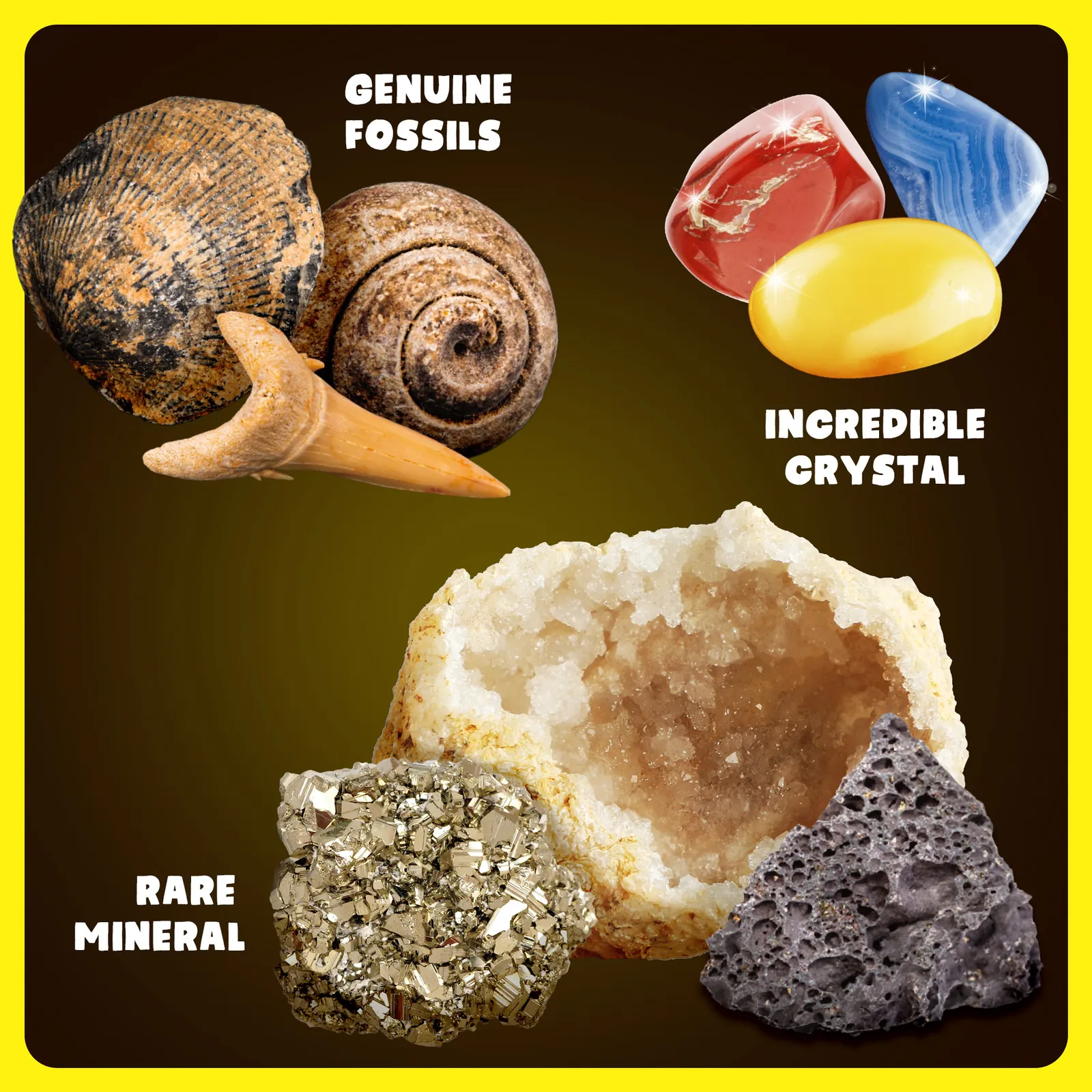 250 Stones Set with Different Gemstones, Fossils, Crystals, Minerals, Geodes for Children, Gemstone Collection - Image 4