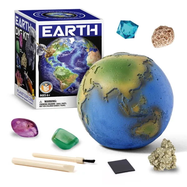 Earth Gemstone Dig Kit – 5 Specimens, Earth Poster & Magnet (Ages 6+)