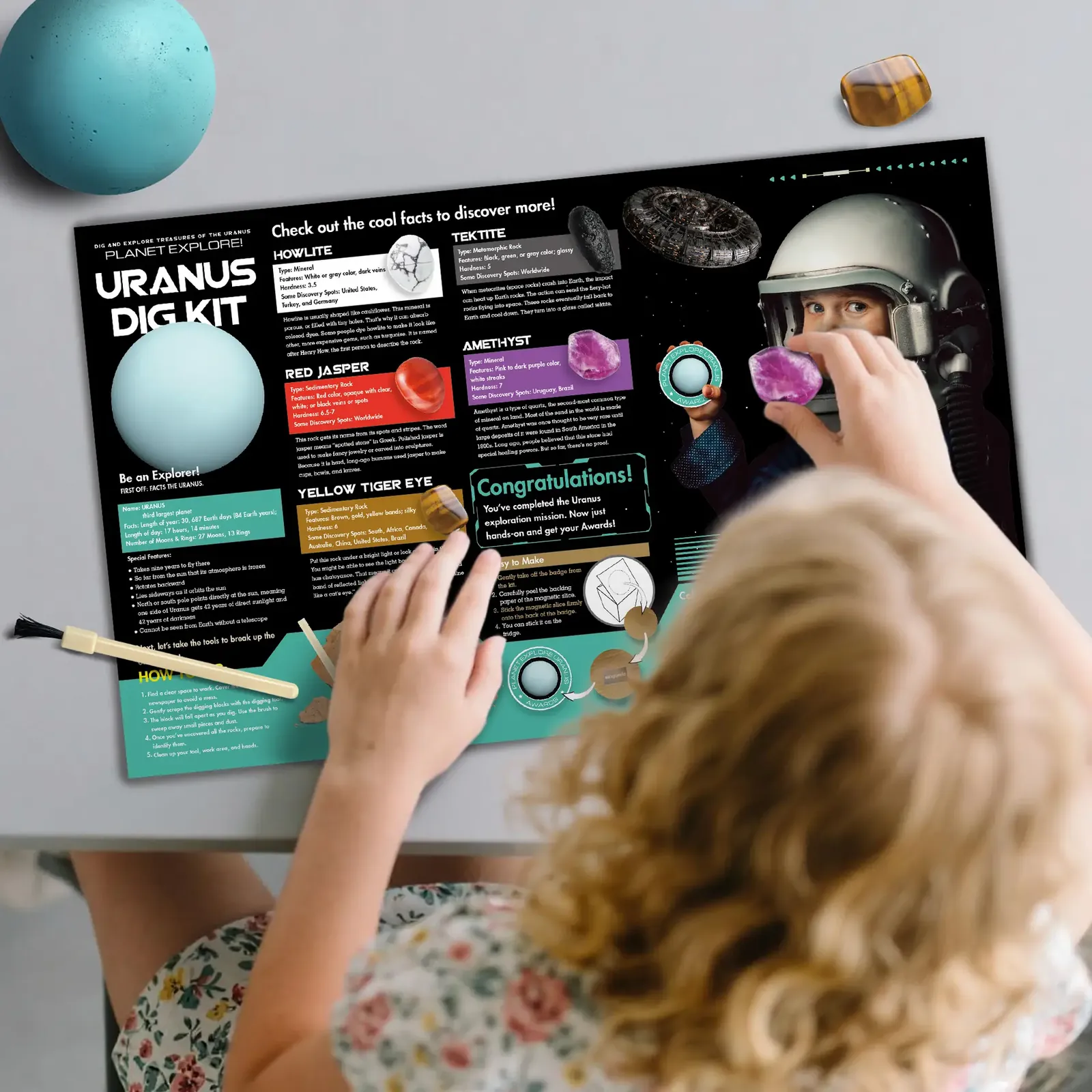 Piano Potato Kids Solar System Gem Dig Kit: Excavate 5 Real Gems, STEM Educational Space Planet Kit - Image 7
