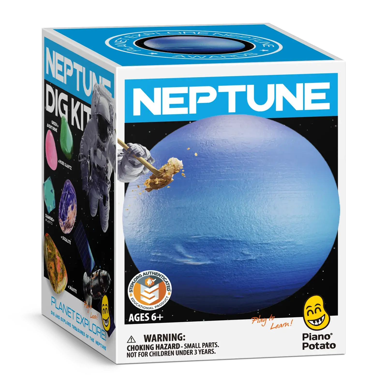 Piano Potato Neptune Planet Gemstone Dig Kit for Kids, STEM Space Science Toy with Dig Tools & Real Crystals - Image 2