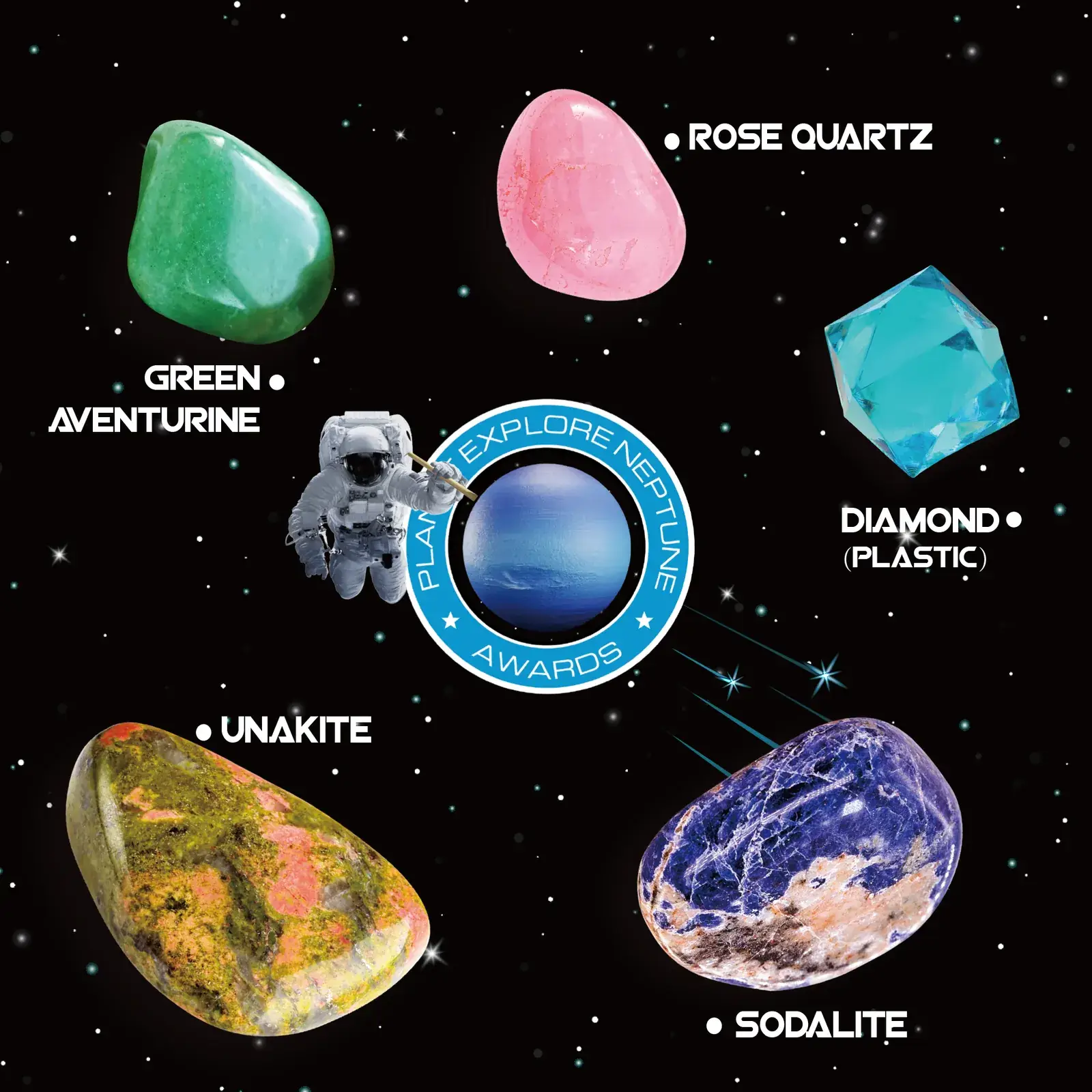 Piano Potato Neptune Planet Gemstone Dig Kit for Kids, STEM Space Science Toy with Dig Tools & Real Crystals - Image 4