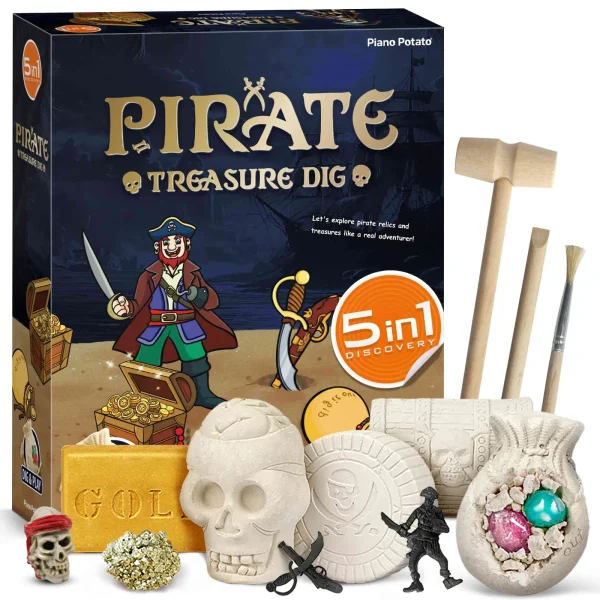 Pirate Treasure Dig Kit – 5-in-1 Excavation Set for Kids (Ages 6+)