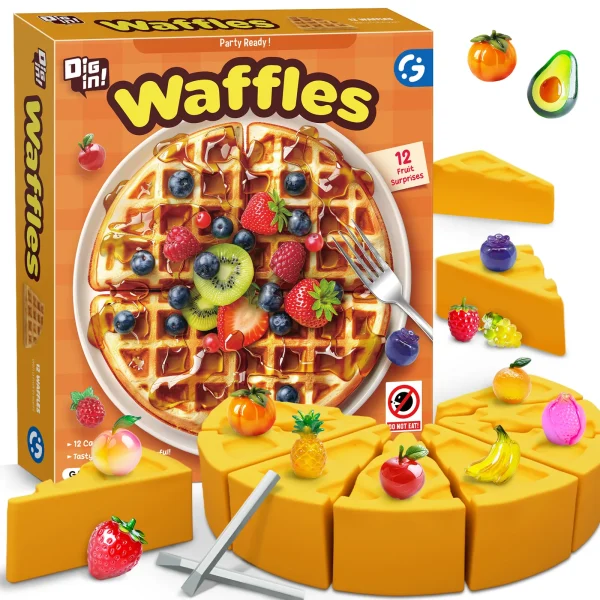 Waffle Fruit Dig Kit – 12 Blocks, 12 Fruit Toys & Matching Cards