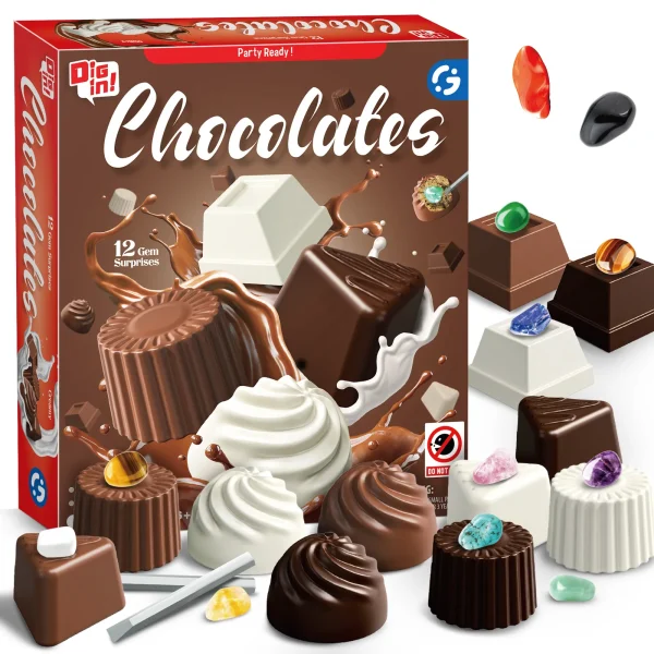Chocolate Gemstone Dig Kit, Dig Up 12 Unique Genuine Gems