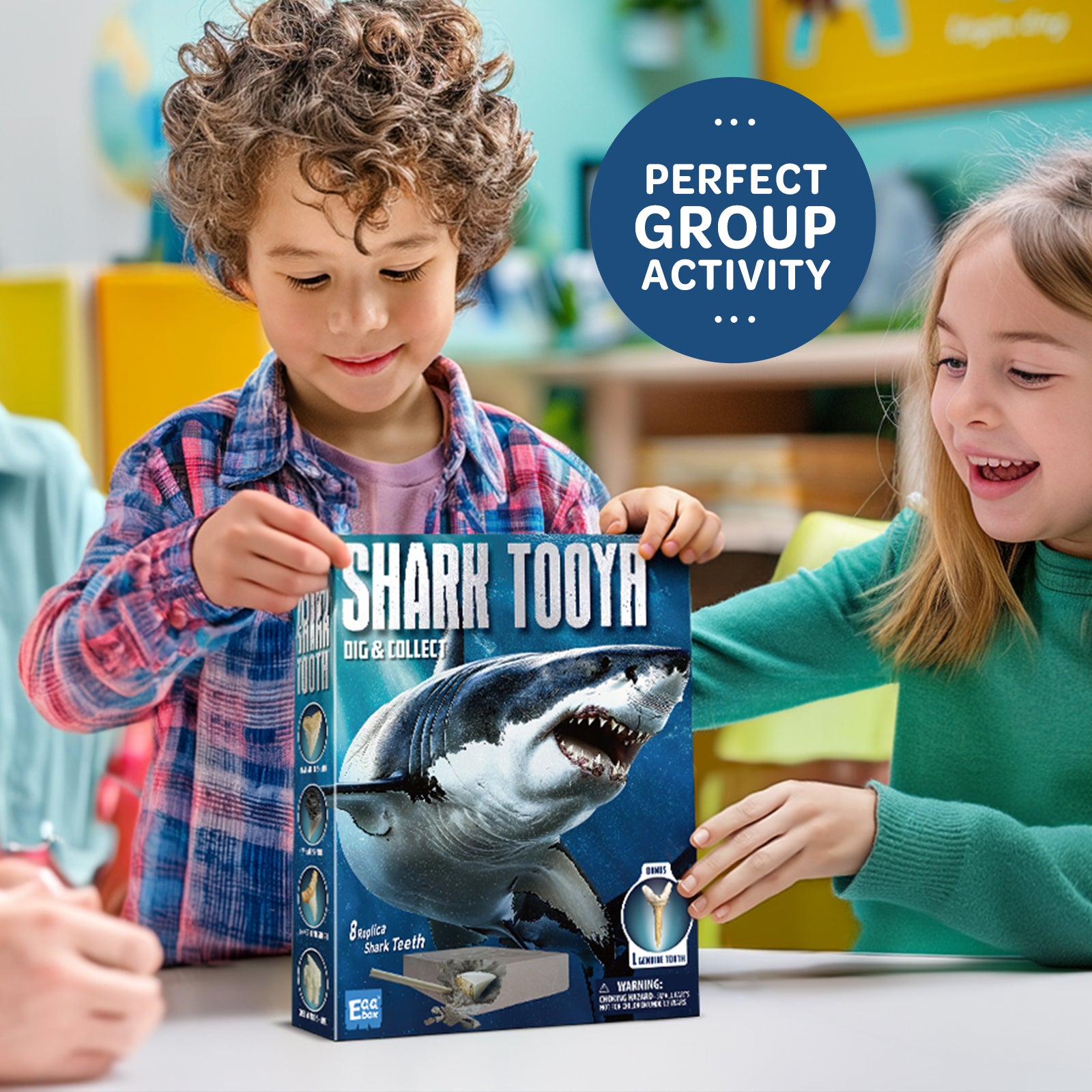 EGGBOX Shark Tooth Dig Kit Excavate 8 Shark Fossils Including Great White, Angel, Bullhead, Longnose, Sand Tiger Shark and so on. Great Science Gift for Marine Biology Enthusiasts of Any Age - Image 5