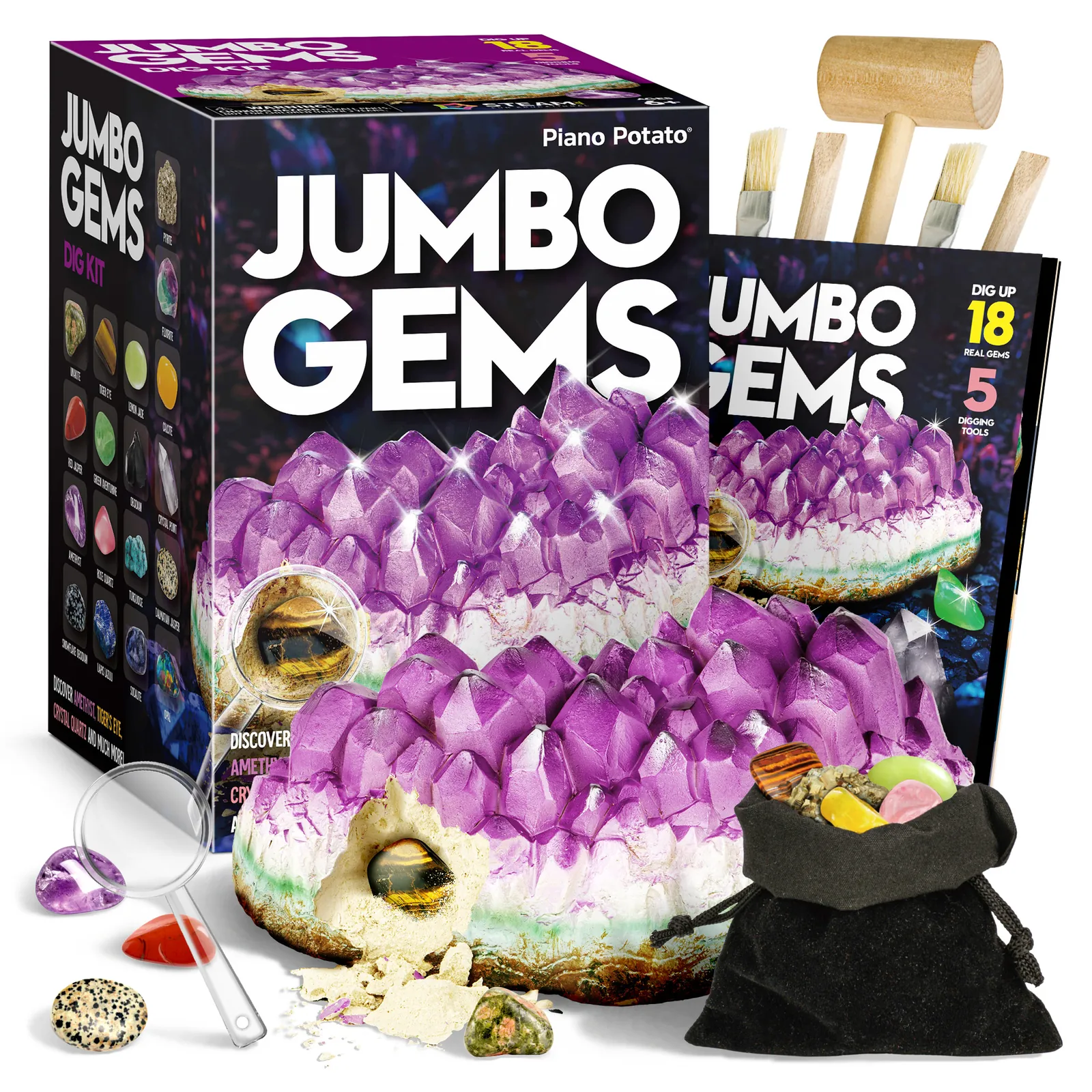 Jumbo Gemstone Dig Kit product and included pieces