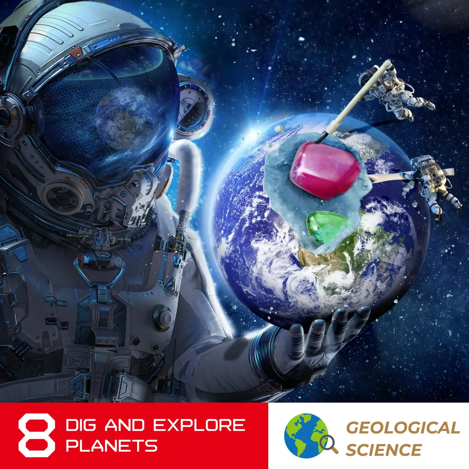 Galaxy Gemstone Dig Kit – Excavate 8 Planets & Uncover 40 Specimens (Ages 6+) - Image 3
