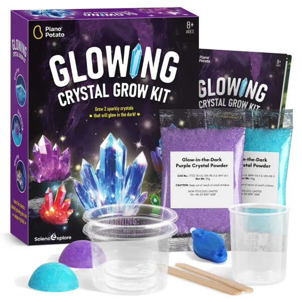 Glowing Crystal Grow Kit - Grow 2 Glow-in-the-Dark Sparkly Crystals