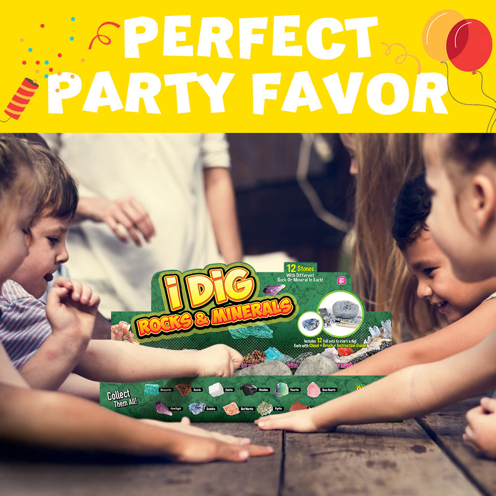12 Natural Rock & Mineral Dig Kit, STEM Toy for Kids, Party Favors - Image 5