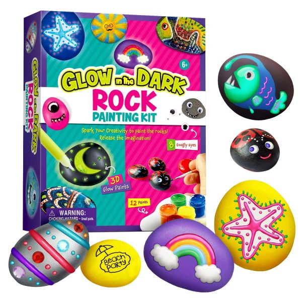Glow-in-the-Dark Rock Painting Kit – 12 Paints & 3D Glow Colors