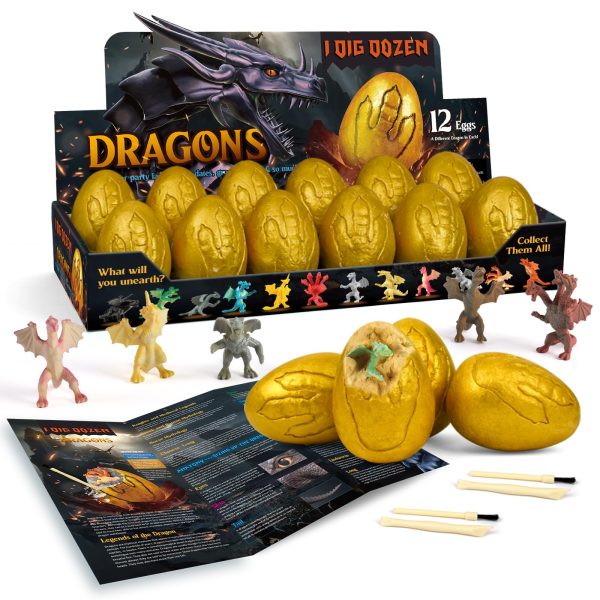 Piano Potato Dragon Egg Dig Kit - 12 Golden Dragon Dinosaur Excavation